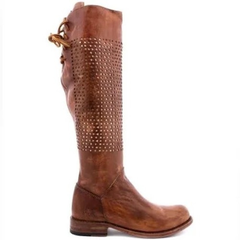 Bed Stu Cobbler Series Boots 9 Brown Leather Perforated Tall Western Boho